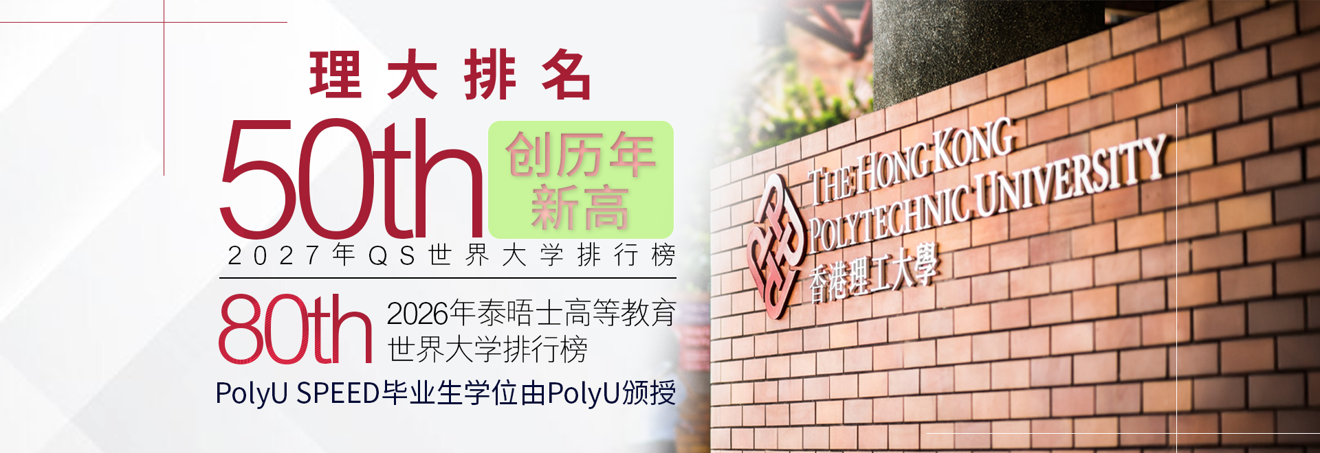 PolyU QS ranked 50 in 2027